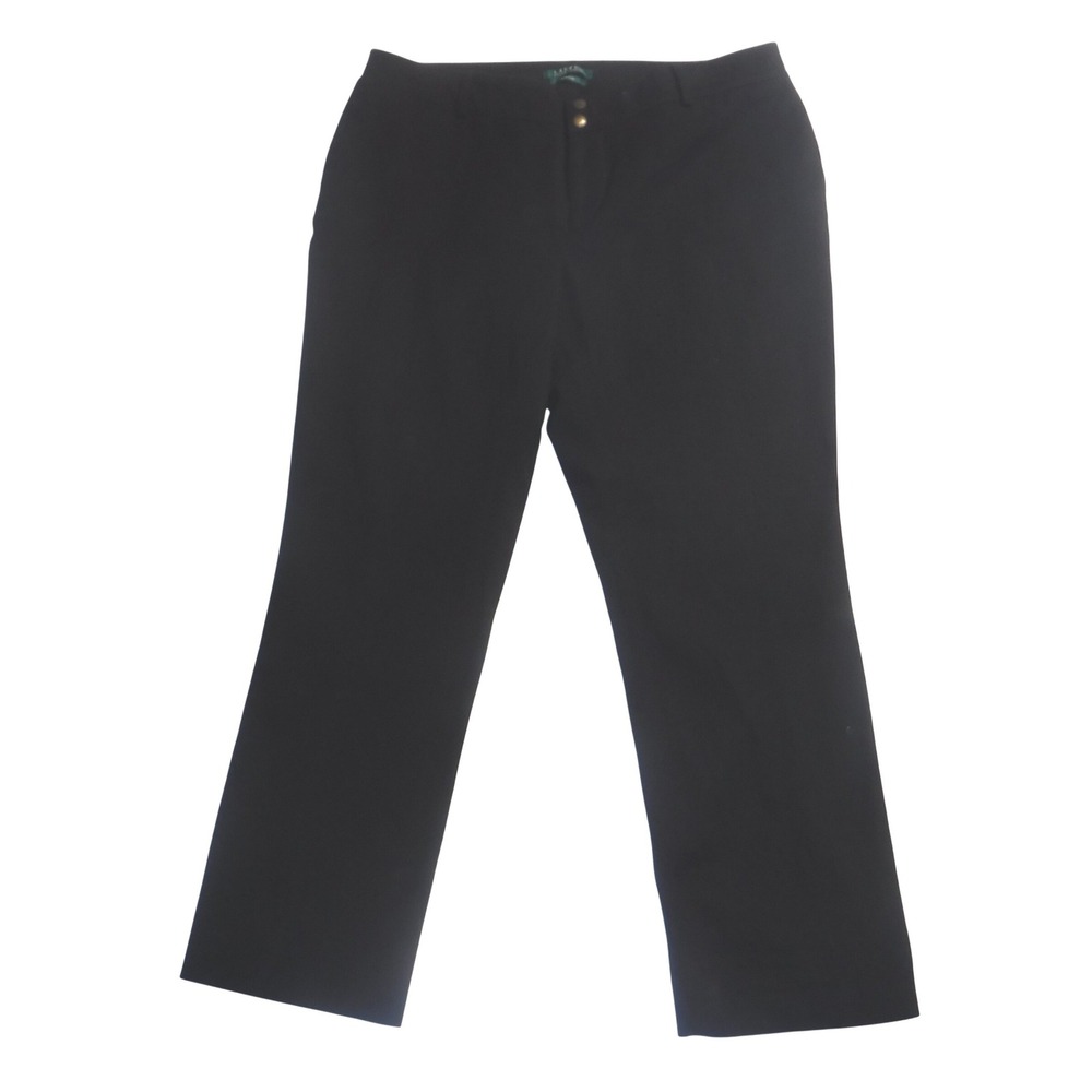 Lauren Ralph‎ Lauren Connor Black Straight Leg Pants Womens 16W Cotton Blend